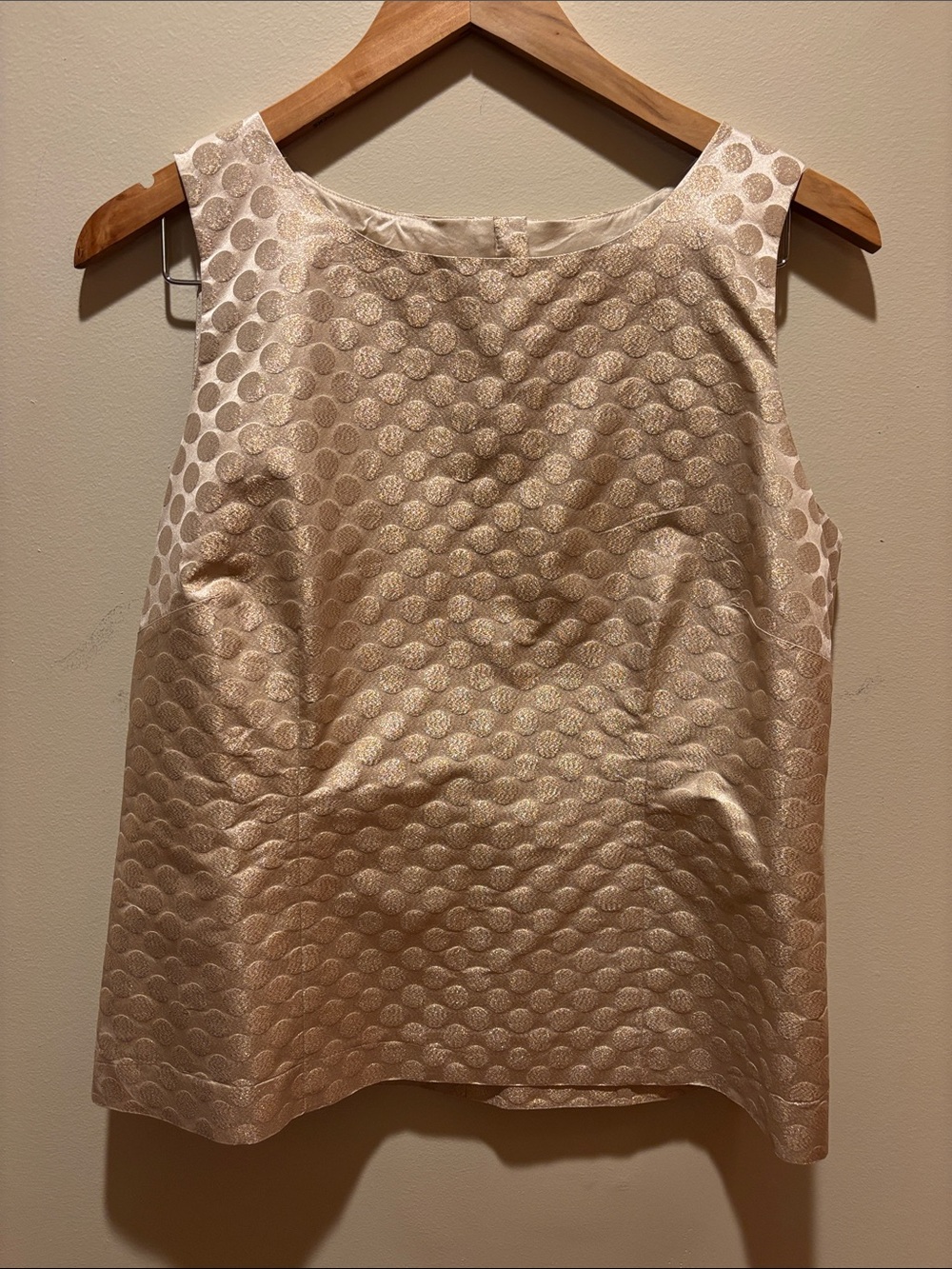 J. Crew Sleeveless Jacquard silk Shell Top in Champagne Gold